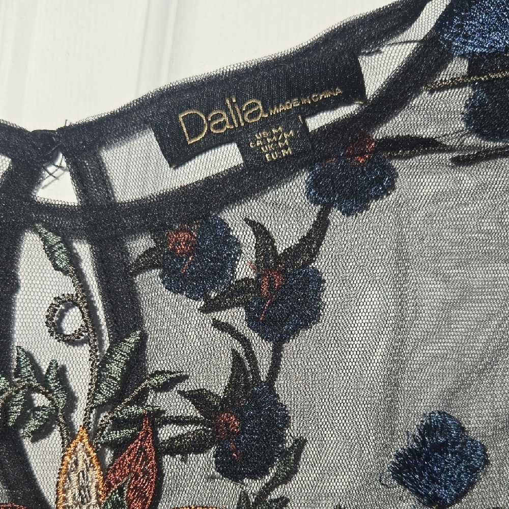 Dalia Collection Black Floral Embroidered Blouse - Picture 5 of 5